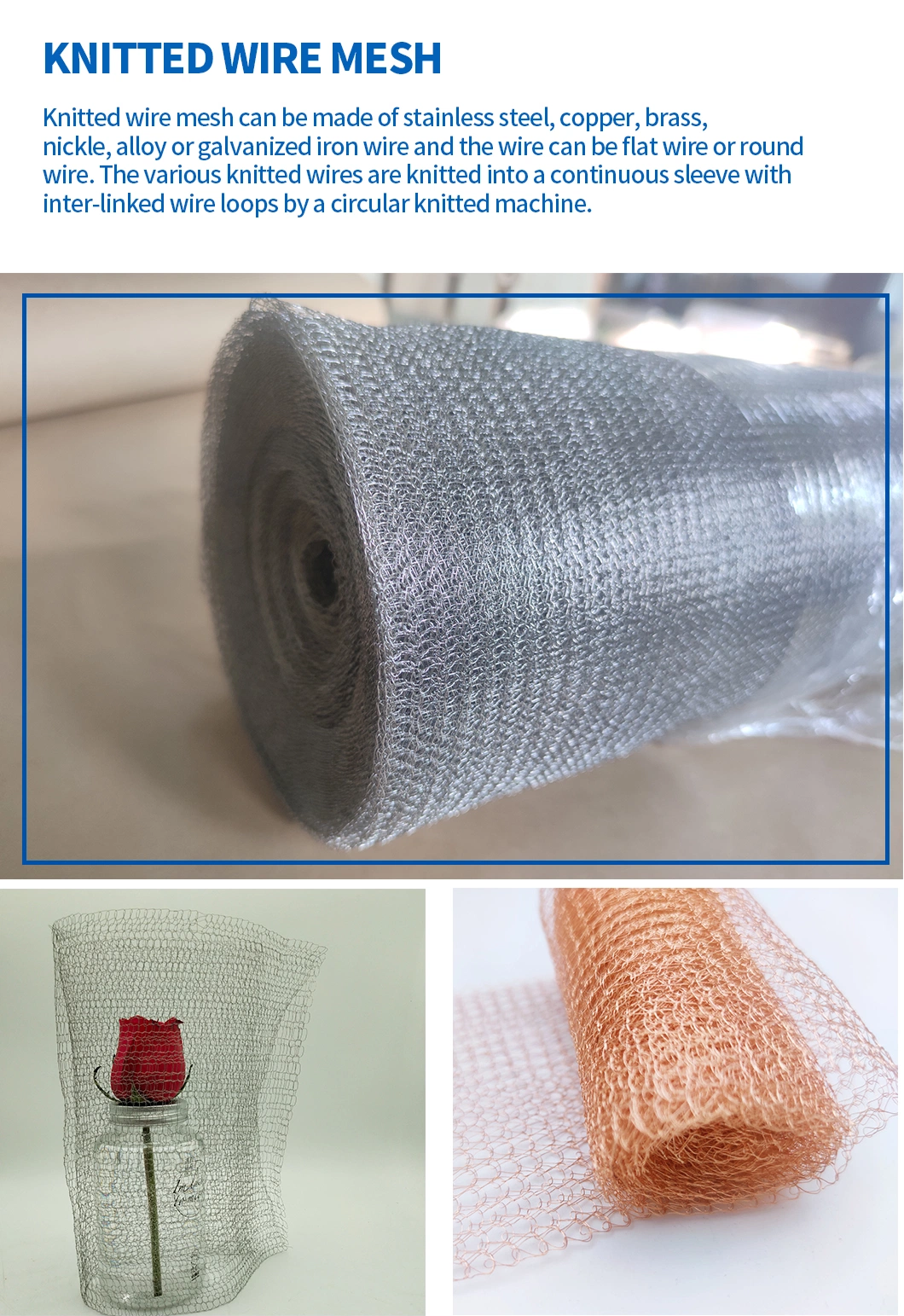 Gas and Liquid Filter Element Knitted Woven Wire Mesh